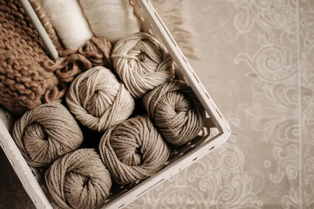 Soft cotton yarn in light colors