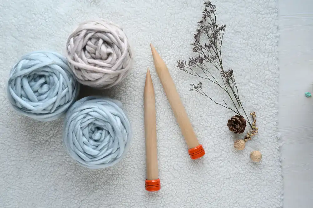 Chunky wool yarn skeins